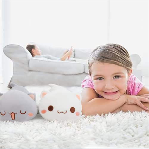 Afan Super Soft Cute Cat Doll Plush Toy Cute Cat Pillow Bed Accompany Sleeping Doll (Grey Round Eyes,35Cm=13.7 In) #TOP2