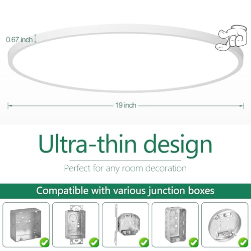 Image of Brightever 19 Inch Dimmable Large Flush Mount Ceiling Light Fixture, 4200LM