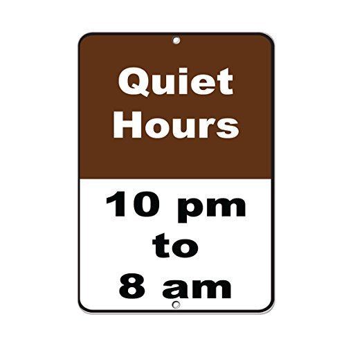 Tomlinsony New Metal Tin Sign Aluminum Quiet Hours 10 PM to 8 Am Activity Sign Campground Signs 8 X 12 Inch