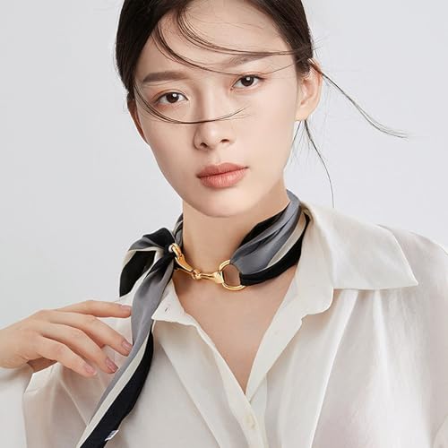 3 PCS Horsebit Silk Scarf Clasp, Elegant Small Square Scarf Ring for Women (Gold, Silver, Rose Gold)4