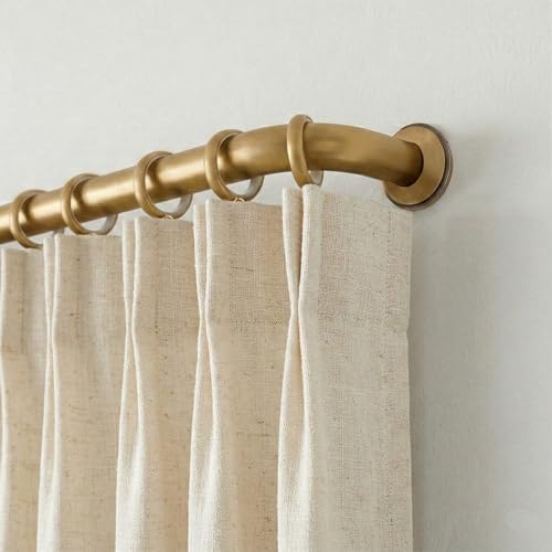 Image of TWOPAGES Burnished Brass French Return Curtain Rod 28 to 48 Inch