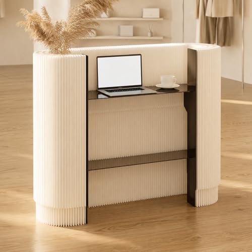 Escritorio de recepción para tiendas y hoteles con diseño curvado 3
