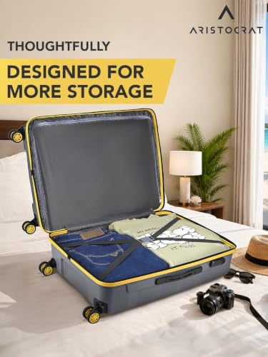 Image of Aristocrat Comet Large Polycarbonate Hard Case 8-Wheel Trolley Bag, Grey
