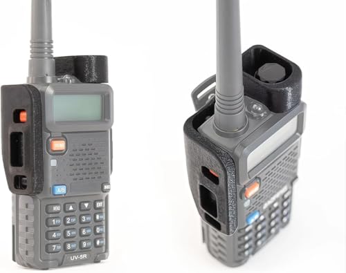 UV-5R Radio Exoskeleton Protector, Guard Case for Baofeng UV-5R Radio, PTT and Volume Knob Protection Cover, Accidental Activation (Black)