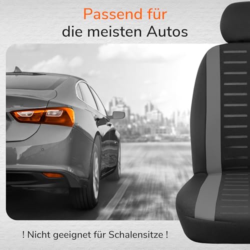 Upgrade4cars Autositzbezüge Set für die Vordersitze Version 2026 | Auto-Schonbezüge Universal in Grau für Fahrersitz & Beifahrer | Autozubehör Innenraum Deko
