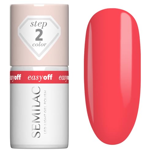 Semilac EASY OFF LED LIGHT Vernis à ongles L26 Neon Watermelon 7 ml – Rose fluo pastèque, couleur estivale, jusqu'à 12 jours, facile à enlever sans limer