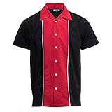 Relco Herren Kurzärmelig Bowling Hemd schwarz/rot NEU Größe M - XXL - Rot, Medium