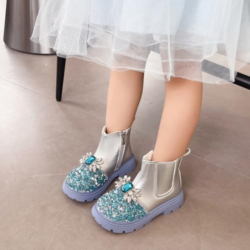 Kids Girls Glitter Rhinestone Princess Dress Boots Cute Side Zipper Ankle Boots Wedding Birthday Performance Shoes2