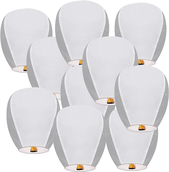 Sky Chinese Lanterns 10 Pack Sky to Release in Memory Love Color Large Memorial Paper Lanterns Birthday Wedding Funeral Christmas to Make Wishes