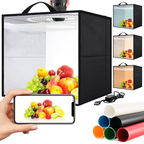Heimekite Light Box,Light Box Photography,16'x16'Photo Box,Photo Light Box,Product Photography Light Box with CRI 95,120 LEDs Lights,6 Photo Backdrops for Product Display