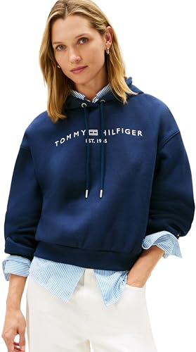 Tommy Hilfiger Sudadera con Capucha para Mujer, con Logotipo de Corp MDRN WW0WW47832, Color Azul Marino (Noche Oscura), Talla M, Azul (Dark Night Navy), M