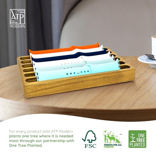 ATP MODERN Wooden Watch Band Organizer - Works with All Apple Watch Bands - Watch Band Holder - Wooden Watch Stand Display - Compatible with All Apple iWatch Bands - Solid Wood Design - Image 8