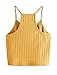 SheIn Women's Summer Basic Sexy Strappy Sleeveless Racerback Crop Top Yellow Small