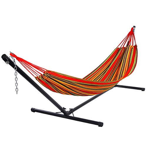 COSTWAY Hängemattengestell Hängemattenständer Hängemattenhalter Metall schwarz nur Gestell, ohne Hängematte (325x100x106cm)