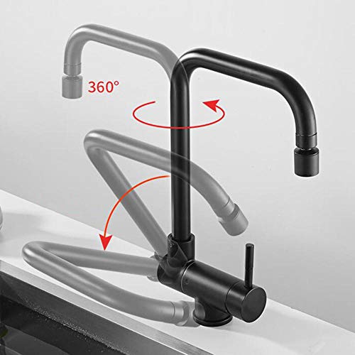Robinet d'évier de cuisine noir pliable pour optimiser l'espace restreint
