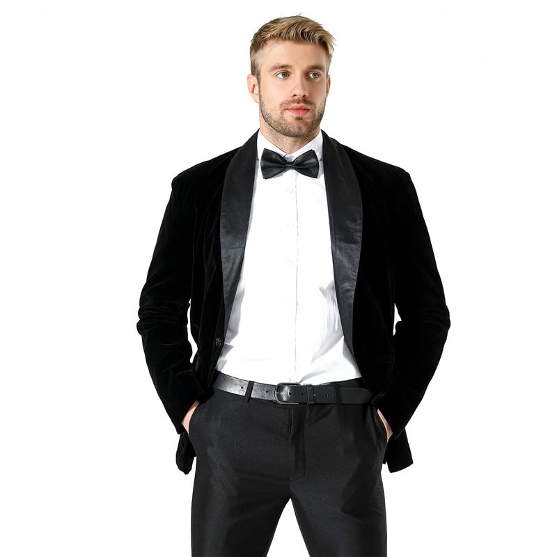 Men's Velvet Blazers Fashion Suit Black Slim Fit Tuxedo Jackets Velour Sport Coats for Wedding Prom Dinner Party3