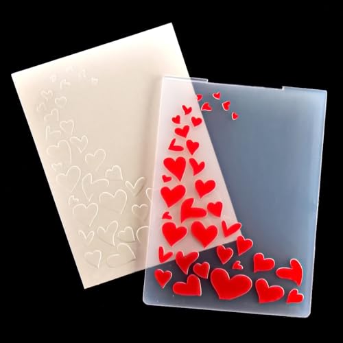 Kwan Crafts Pasta de gravação de plástico com fundo de canto Heart Love para fazer cartões, scrapboo