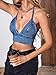 SweatyRocks Women's Backless Tie Back Halter Top Summer Party Sleeveless Denim Crop Tops Medium Wash S