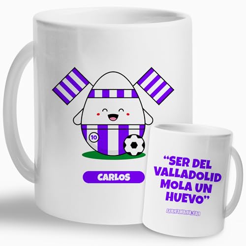 Taza Personalizada Fútbol Valladolid | Regalo Original para Aficionados del Fútbol Español | Taza Regalo con Mensaje Divertido | Taza para Desayuno, Café o Té | Regalo para Niños (Valladolid)