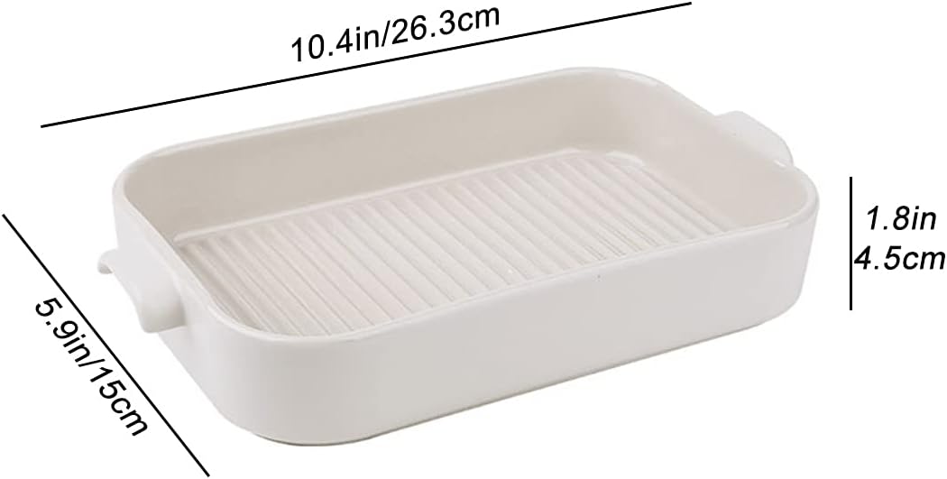 Baking Tray,Ceramic Bakeware,Porcelain Rectangular Baking Dishe with Handle for Oven Baking Pan Individual Bakeware 10.4 X 5.9 X 1.8 Inch, Set of 2,C (Color : C) (Color : C) (Color : Onecolor)