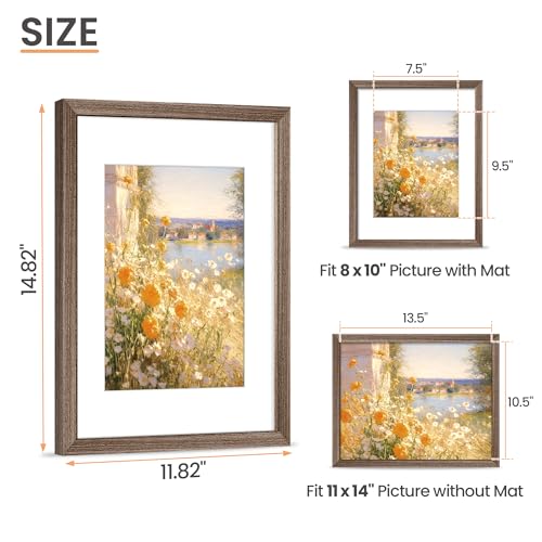 Image of upsimples 11x14 Picture Frame Solid Wooden, Nursery Decor, 1Pack Brown
