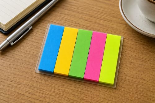 Image of Writable Transparent Sticky Tabs - 5 Color Repositionable Page Markers & Book Flags for Documents, Reports, Planners, Office and School Supplies 2 Pack (2)