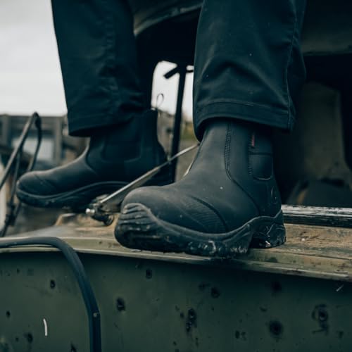 GOODVILLE Work Boots for Men, Waterproof, ASTM F2413 EH-Rated, Men's Composite Toe Chelsea Shoes - Oil and Slip Resistant, Slip-on 6 Inch Safety Boot, Rubber sole, Breathable, Quick Dry Comfortable - Midnight Black4
