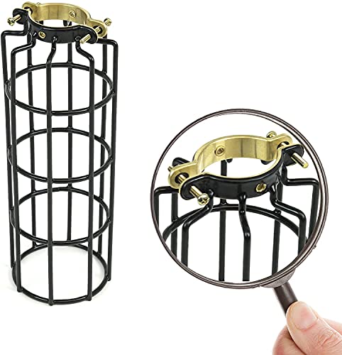 Rustic State Cylinder Long Metal Wire Hanging Pendant Light Cage, Lamp Shade, Bulb Cover Guard, Lighting Fixture For Industrial Vintage Farmhouse Diy Project - 10 Inch - Set Of 2 - Black #TOP1