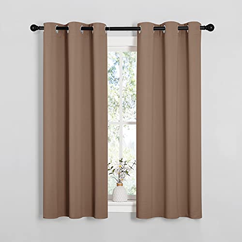 Image of NICETOWN Window Draperies Room Darkening Curtain Panels, Window Treatment Thermal Insulated Solid Grommet Drapes for Bedroom (One Pair, 34 by 54 inches, Cappuccino)