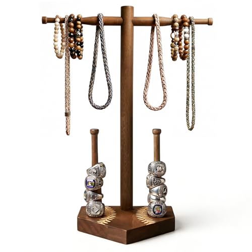 Wooden Baseball Ring & Necklace Stand – 12 Bat Posts, Sports Display Gift - image 1
