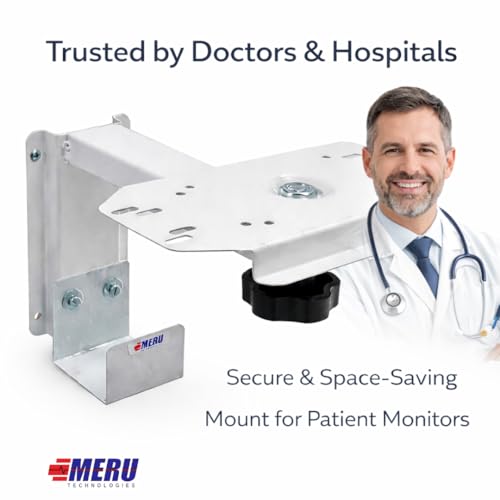 Image of Wall Mount for Patient Monitor | Heavy-Duty Powder-Coated Steel | Adjustable Left & Right Movement with Ergonomic Black Knob | Universal Mounting Tray | Cable Holder | Medical & ICU Use (FRIENDLY)