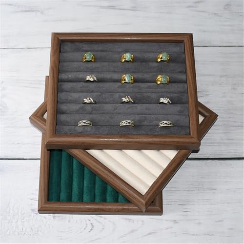 Présentoir bijoux de comptoir en velours gris pour bagues - 3