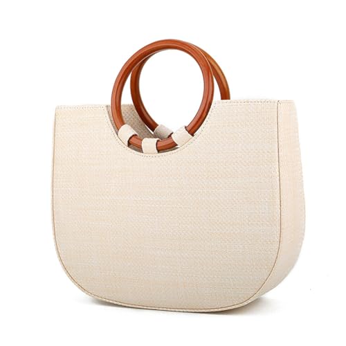 MYSNKU Summer Straw Tote Bag for Women Large Woven Beach Bag Handmade Straw Handbag for Travel Holiday
