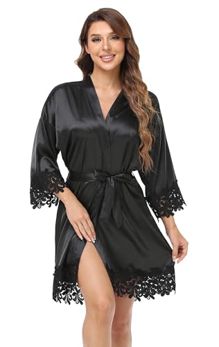Image of Women's Short Kimono Robe Soft Bride Bridesmaid Robes for Wedding Party Bridal Robes Getting Ready