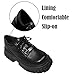 Women's Leather Chunky Platform Goth Oxford Shoes with Metal Decor Simple Big Wide Toe Comfort Non-Slip Lug Sole Lace-up Punk Work Dress Shoes (Black,5)