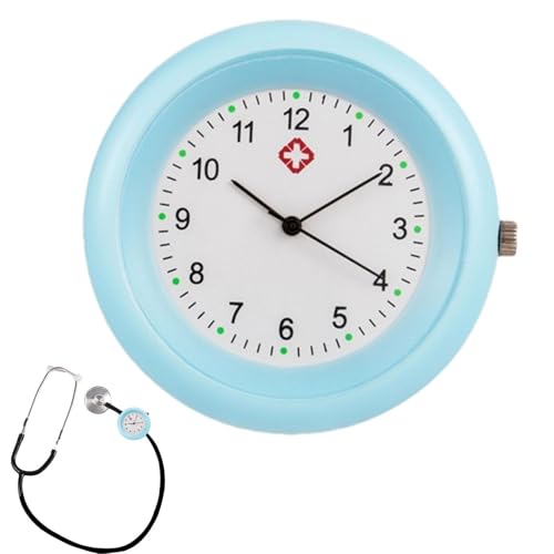 ナースチェストウォッチ - 防水聴診器クリップ、正確なブローチフォブ懐中時計、シンボル付き医療看護師、病院およびクリニックスタッフ用のプロフェッショナル聴診器アタッチメント