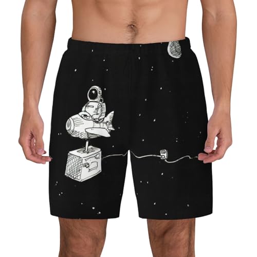 Short de bain homme pour le surf et la natation imprimé galaxie et astronaute
