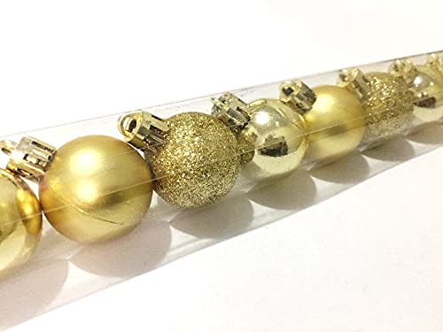 Kit 30 Mini Bolas Natal Dourada Glitter, Fosca, Lisa 3cm - Master Christmas