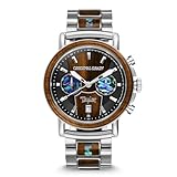 Original Grain Limited Edition Ebony Taylor Guitar Chronograph 44mm Men’s Watch - Stainless Steel & Ebony Wood, Sapphire Crystal, Water Resistant 10ATM - Luxury Dress & Casual Wrist Watch for Men