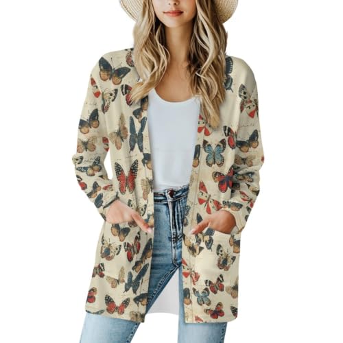 Image of Cardigan Sweaters for Women Long Sleeve Cardigan Soft Drape Open Front Fall Dusters V-Neck Jackets Dressy Loose Coat