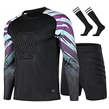 GEF1573ANTU Soccer Goalie Jersey and Shorts Set for Boys,Long Sleeve Goalie Uniform Kit for Kids and Youth,Football Training Uniform