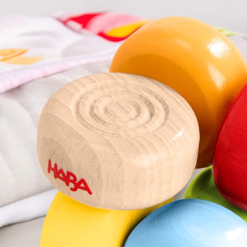 Image of HABA Color Drops Wooden Grasping & Baby Teether Toy - Sensory Toys for Babies & Rattle with Elastic Threading for Ages 6 Months and Up