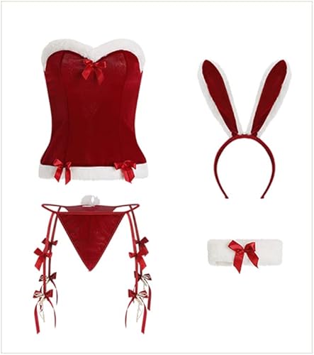 Miniatura 4 de SINROYEE Conjunto de disfraz de conejito sexy para niña, lencería de anime para mujer
