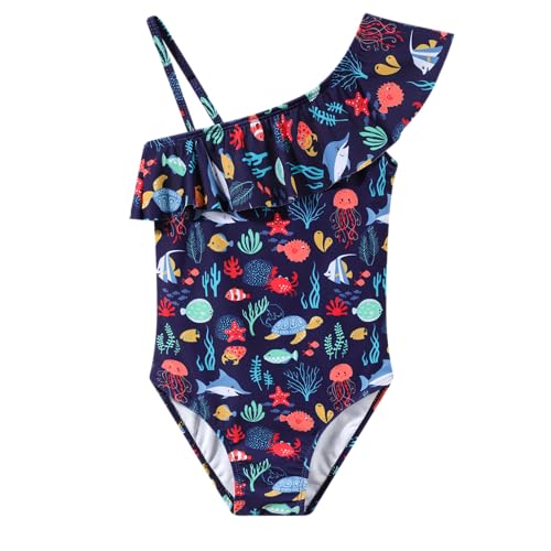 TRENDSTITCH Girls One Piece Swimsuit, Quick Dry Cute Bathing Suit for Kids, Comfortable Swimwear for Beach, Pool & Summer, for 11-12 Years
