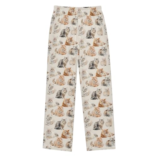 ALAZA Funny Animal Kitten Cats Pajama Lounge Pants Long Sleep Pajama Bottoms with Pockets 11-12 Years