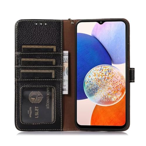 Coque Xiaomi Redmi 12 4G en cuir véritable grain de litchi élégant
