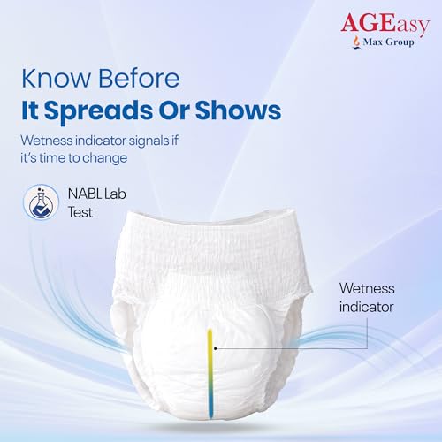 Image of AGEasy (Max Group) Unisex Adult Diapers Pants | XL (Waist 38-65 inches) | 12-Hours of Dryness & Comfort | Gel-Lock Absorption | Anti-Sag & Antibacterial Hygiene | Invisible Fit, Odor Control, India's First Smart Liquid Distribution Pants