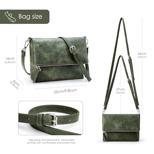 Image of KALIDI Vintage Vegan Leather Crossbody Bag PU Shoulder Bag Handbag Multiple Pockets Adjustable Removable Strap Women