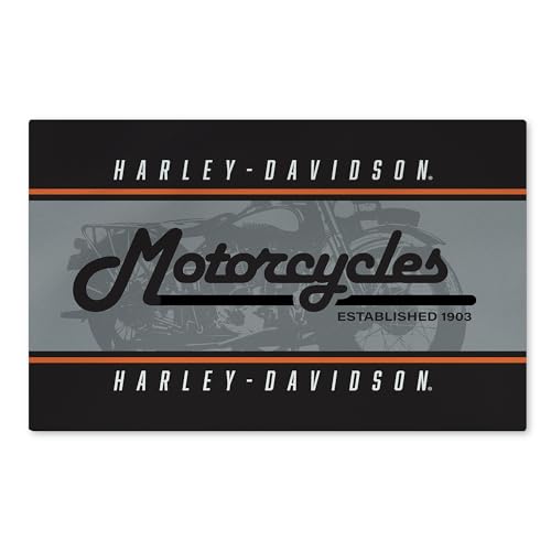 Northwest Harley-Davidson Washable Area Rug Low Pile Floor Mat Vintage Stripes 20 x 32 in