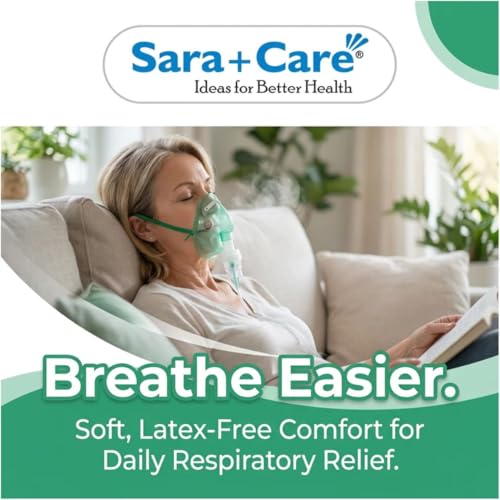 Image of Sara+Care Universal Adult Nebulizer Mask Kit with Extra-Long Air Tube & Medicine Cup | Soft Replacement Set for Asthma & Cough Relief | Easy to Clean & Comfortable Fit